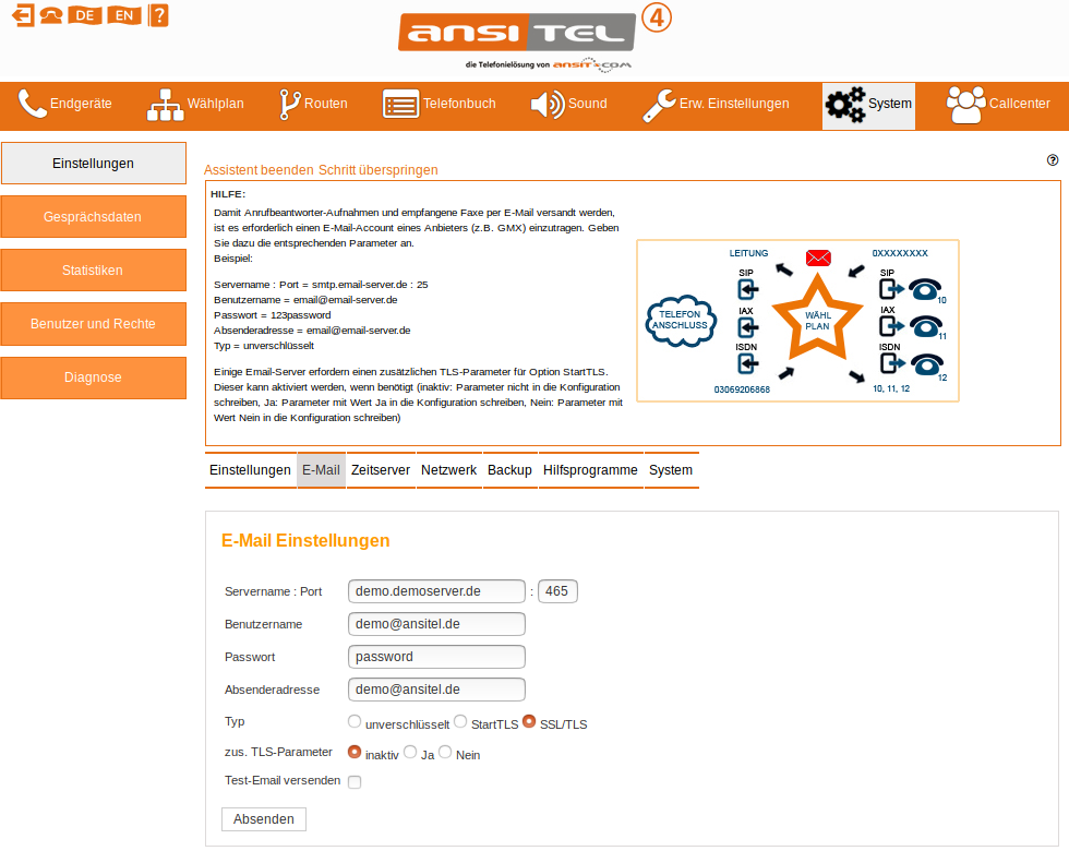 e-Mail Einstellungen -Assistent