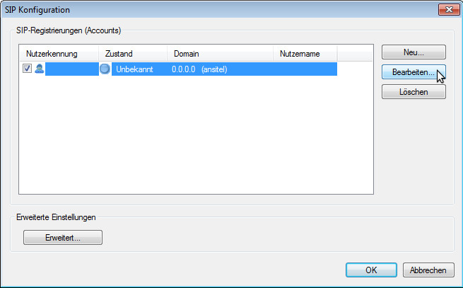 Übersicht SIP-Registrierungen