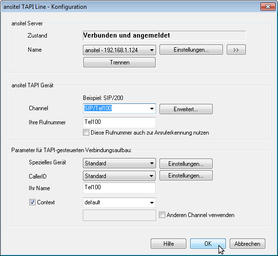 TAPI-Line bearbeiten