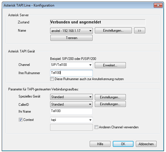 TAPI-Line bearbeiten