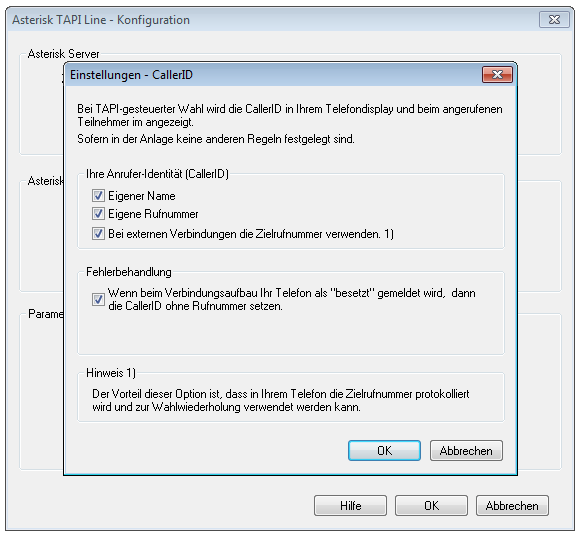 TAPI-Line bearbeiten cid