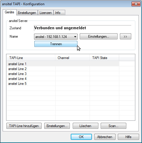 Übersicht mit Verbindung zur ansitel Telefonanlage