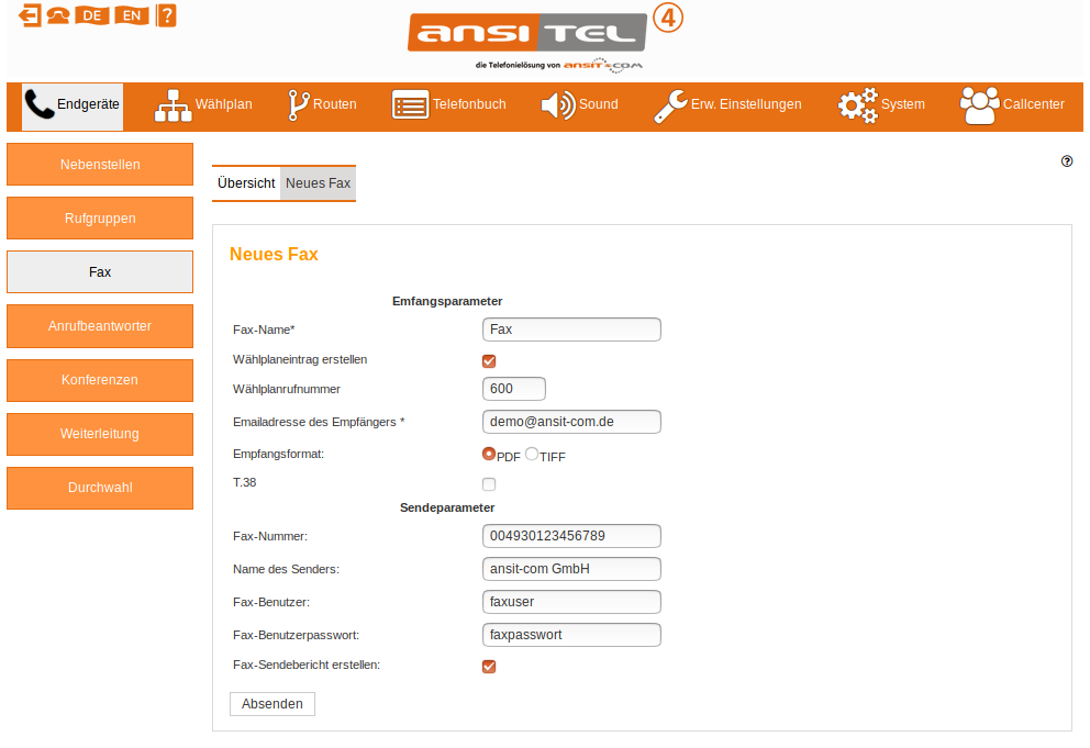 virtuelles Fax einrichten