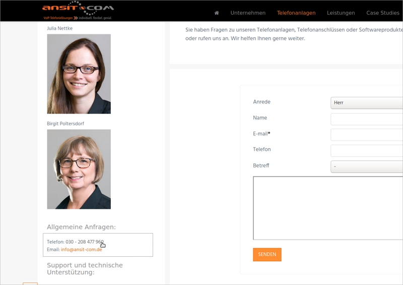 Mit ansitel Click to Dial Plugin wählen