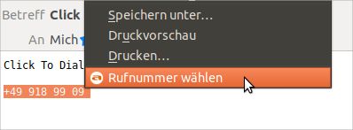 Mit ansitel Click to Dial Plugin wählen