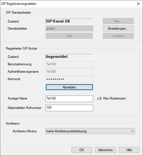 Konfiguration SIP Dienstanbieter
