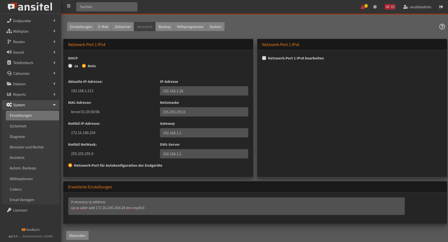 Konfiguration übernehmen