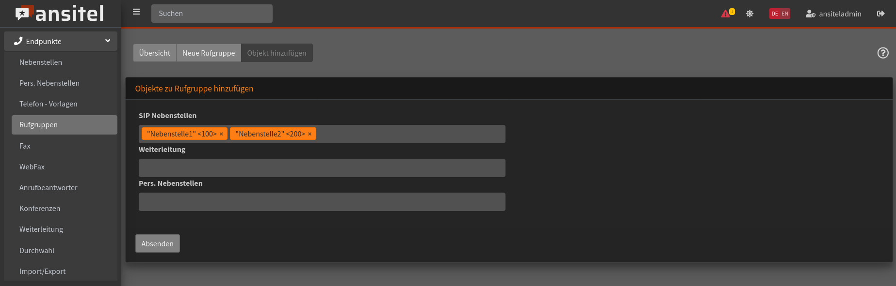 Rufgruppe, zur Rufgruppe hinzufügen