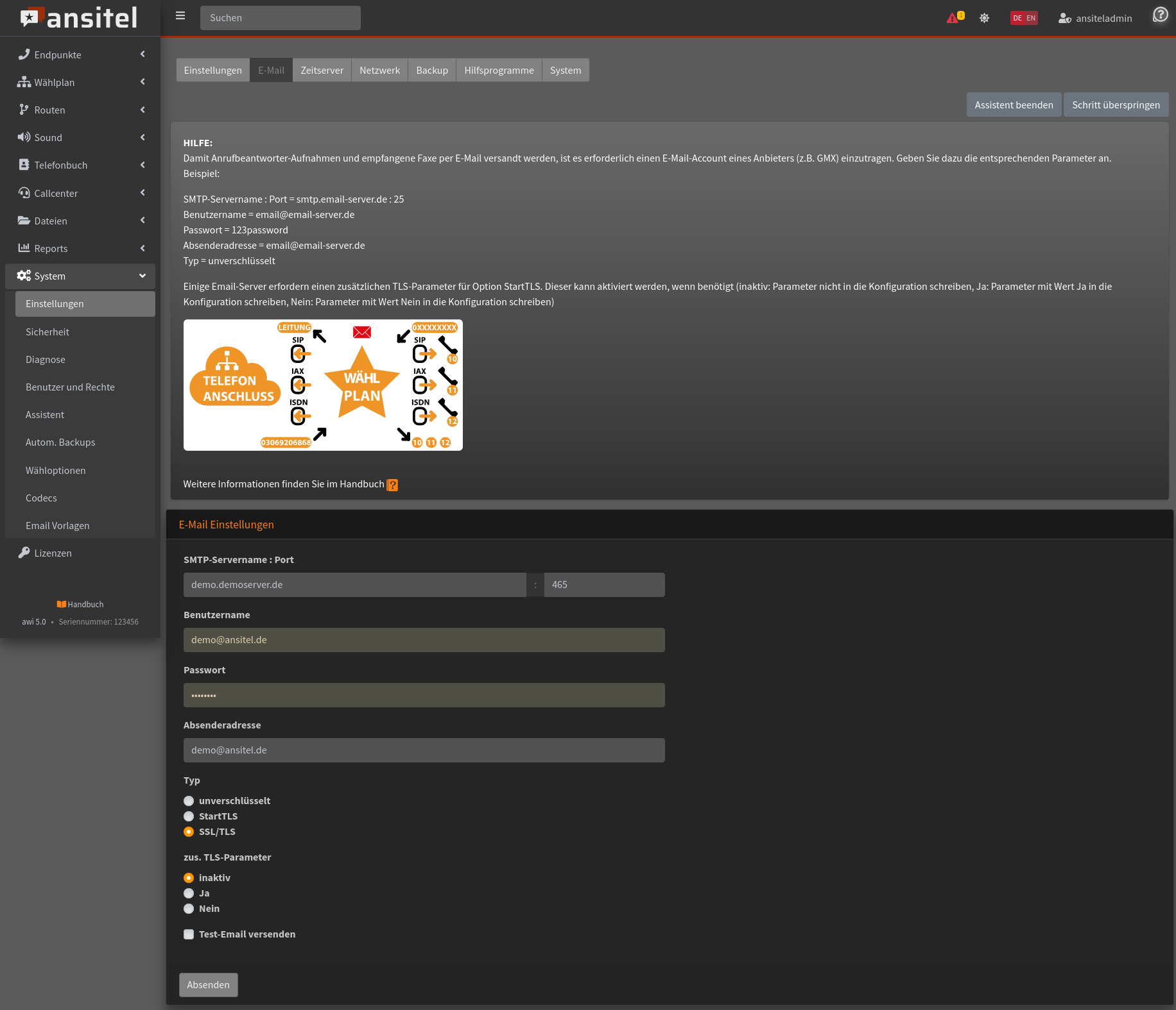 e-Mail Einstellungen -Assistent
