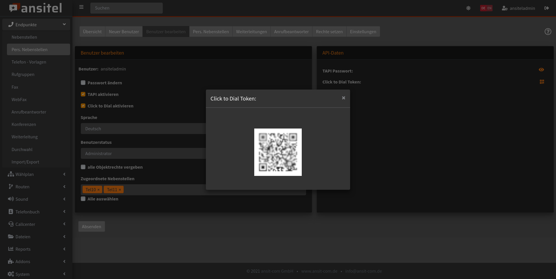 QRCode für die ansitel flex App