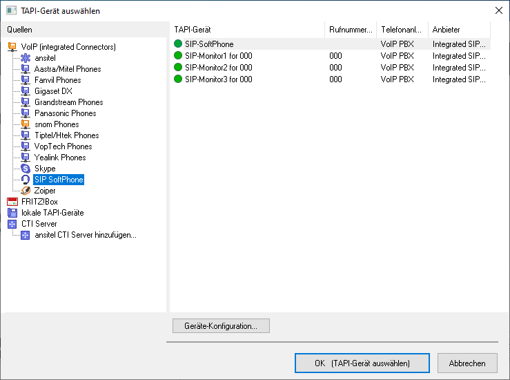 ansitel CTI Client als Softphone