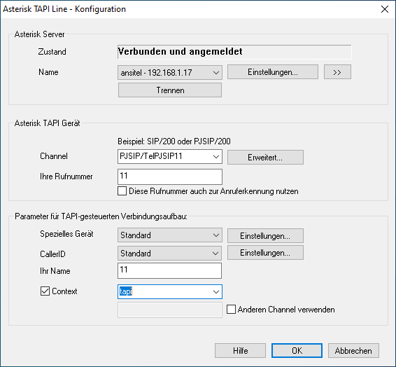 TAPI-Line bearbeiten