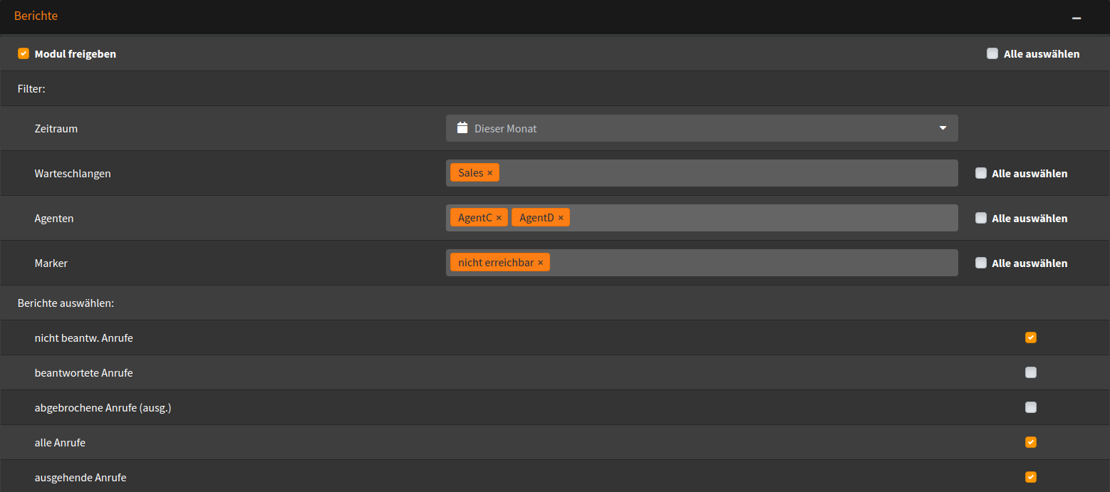 Rechte setzen: Berichte